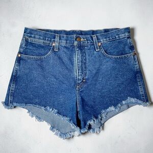 Vintage Wrangler Women’s Shorts 30 Blue Jean Denim Cutoff Fray Western Chop